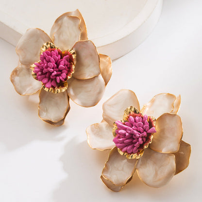 Elegant Vintage Camellia Flower Earrings Luxury Style