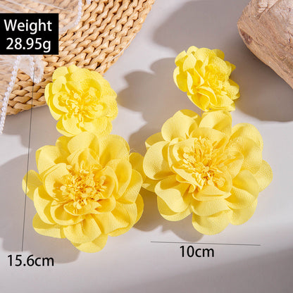 Stylish Irregular Floral Denim Flower Earrings