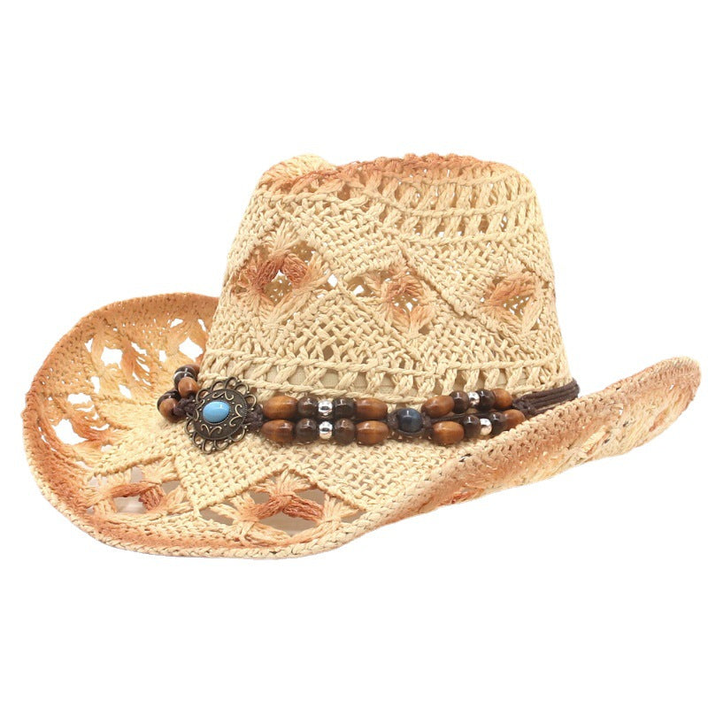 New Scenic Outdoor Beach  Cowboy Hat Sun-Proof Straw Hat Jazz Hat