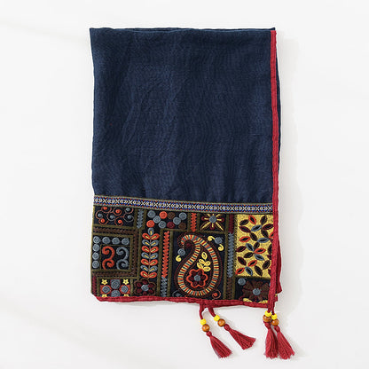 Ethnic Style Shawl Scarf Female Cotton Retro Embroidered Silk Scarf Spring And Autumn Versatile Embroidered Scarf