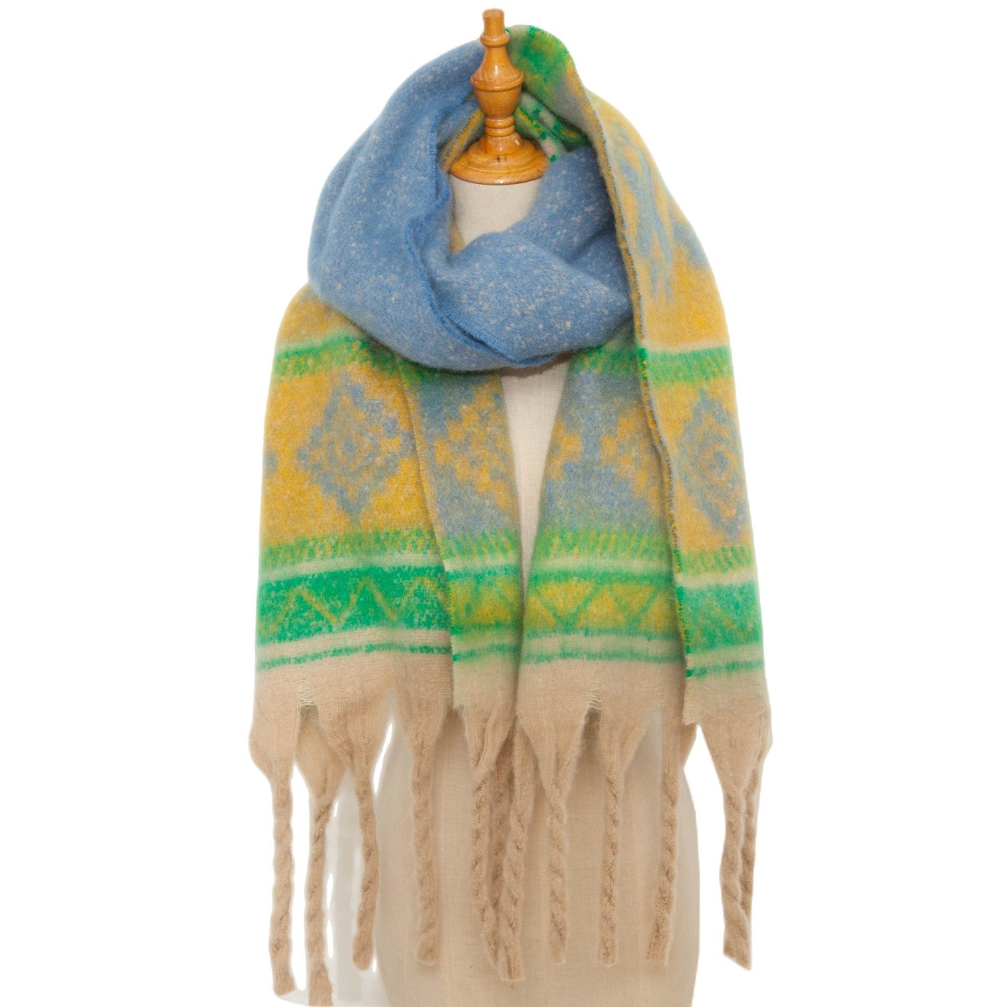 Contrast Color Tassel Mohair Scarves