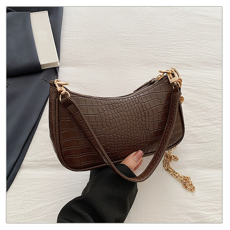 Trendy Croc Texture Mini Shoulder Bag for Women