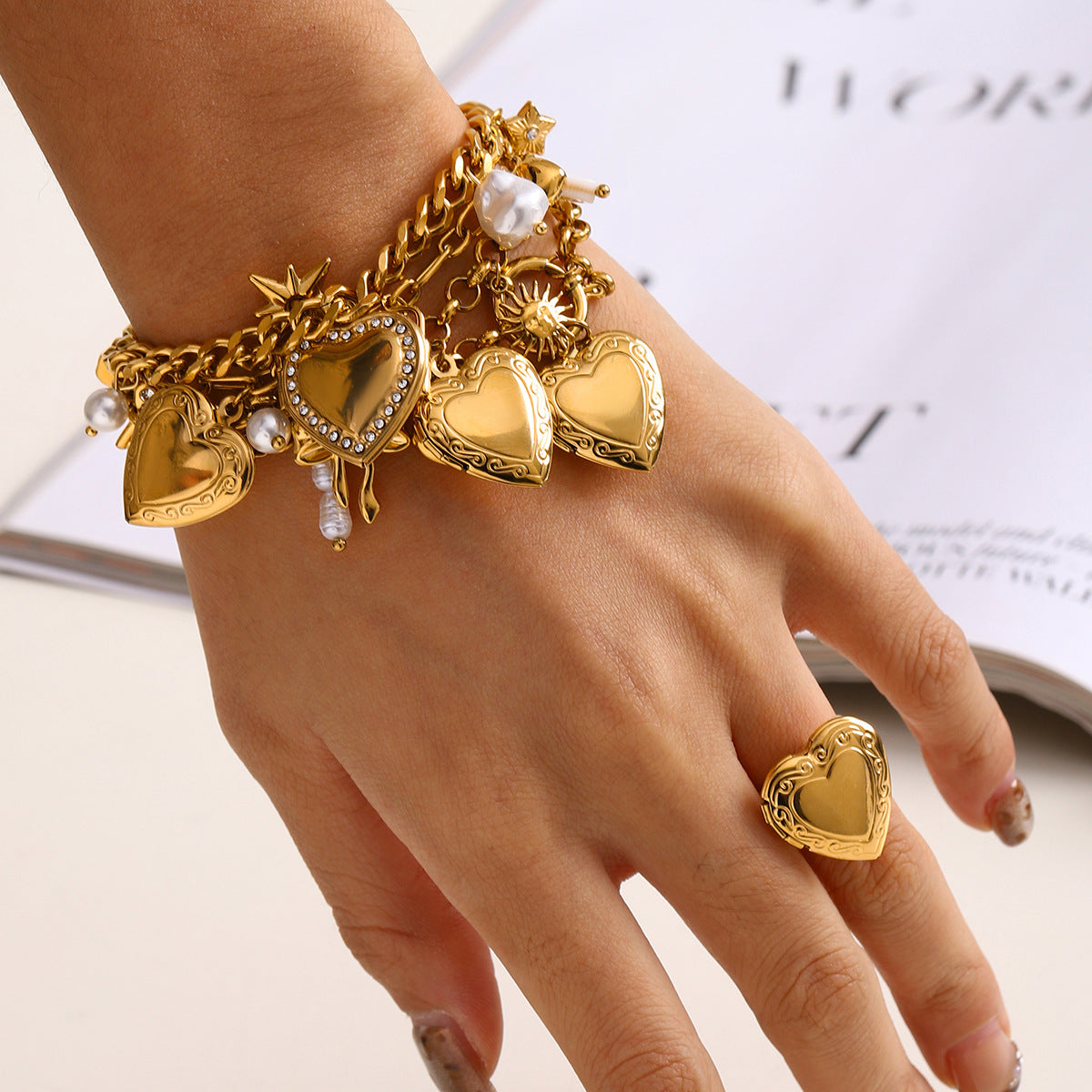 Minimalist Heart Pendants Tassel Chain Bracelet