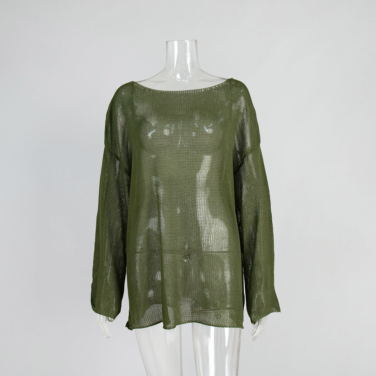 Casual Solid Color Long Sleeve Sweater Knit Top