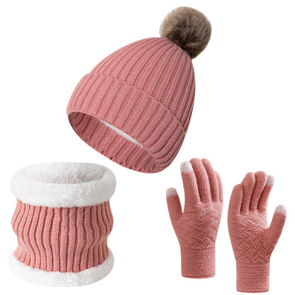 Warm Knitted Winter Scarf, Hat, and Gloves Set