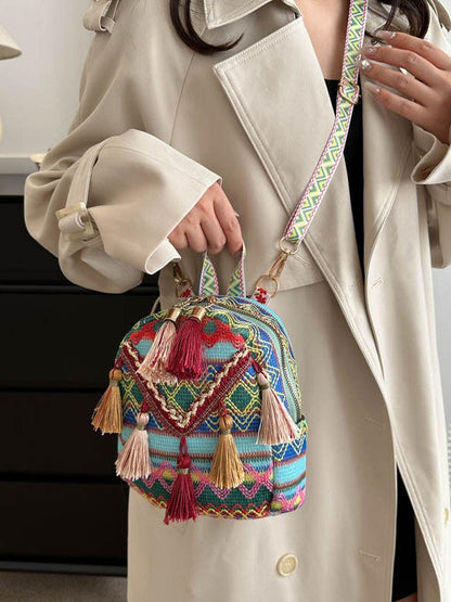 Bohemian Fringe Backpack Lightweight Casual Travel Bag