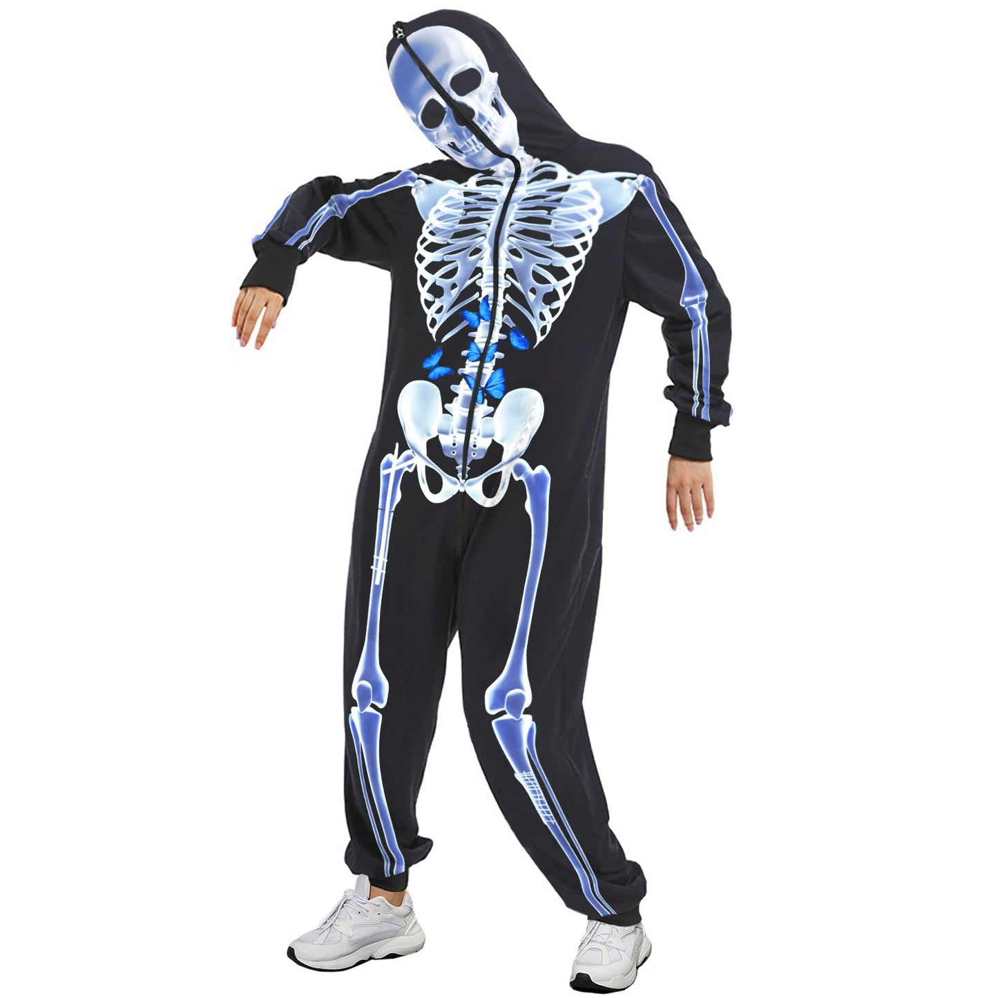 Graphic Skeleton Print Loose Fit Jumpsuit for Halloween