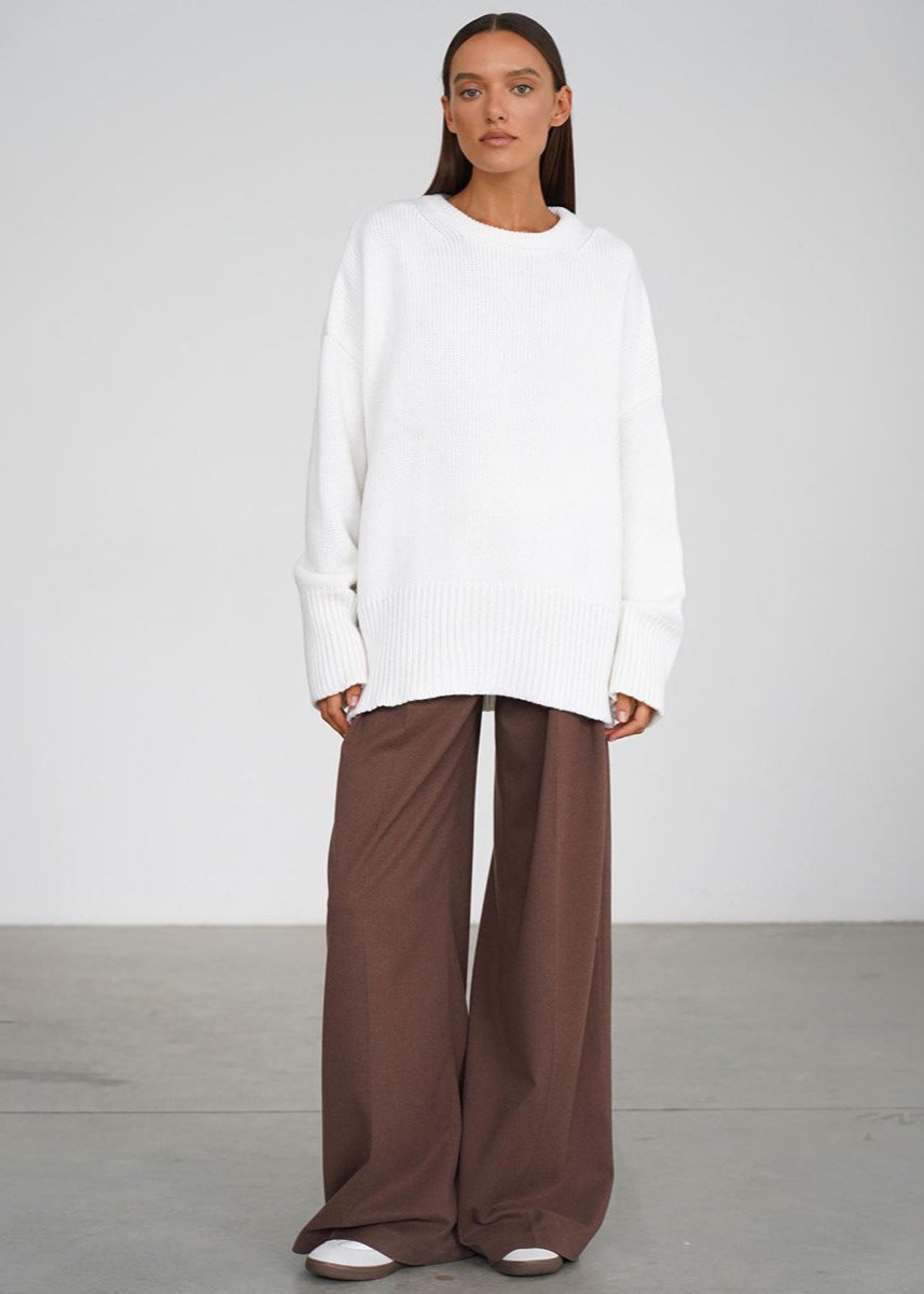 Oversized Knit Sweater Soft Gray Minimalist