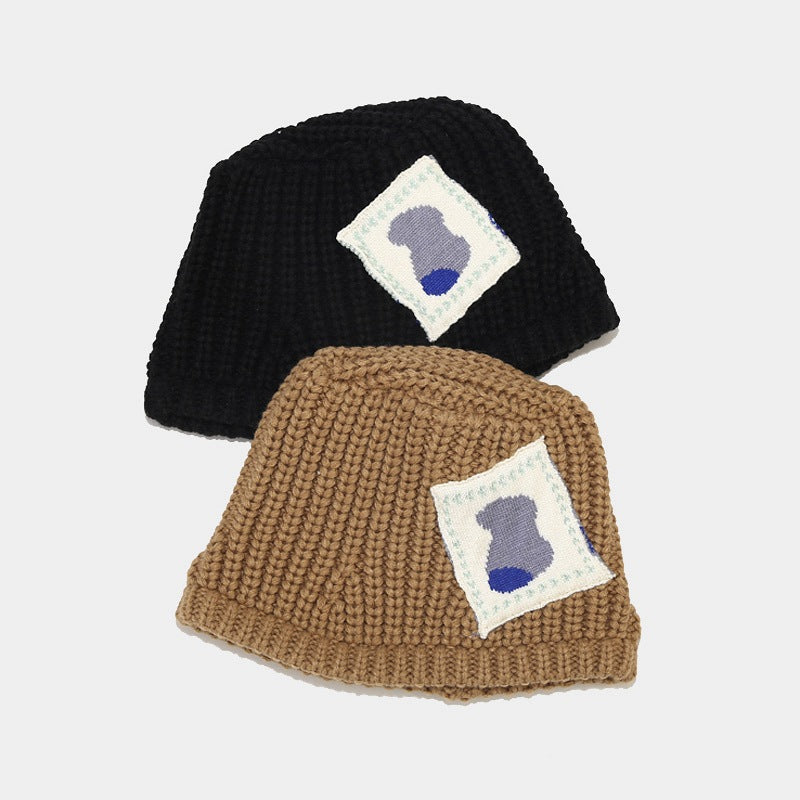 Patch Pattern Crochet Knit Bucket Hat