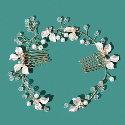 New Bride Hair Accessory Handmade Gold Twist Comb Hairpiece