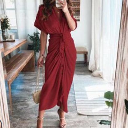 Trendy V-Neck Printed Maxi Dress Elegant Commuter Style
