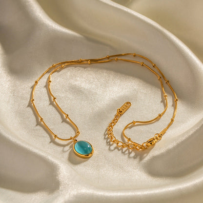 Vintage Blue Stone Pendant Necklace