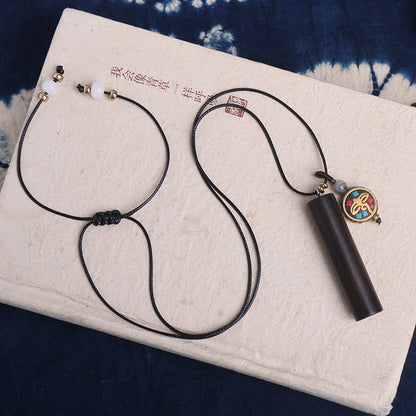 Ethnic Nepalese Ebony Letter Necklace Peace Brand Retro Simple Sweater Chain Costume Accessories Long Necklace