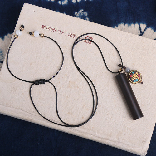 Ethnic Nepalese Ebony Letter Necklace Peace Brand Retro Simple Sweater Chain Costume Accessories Long Necklace