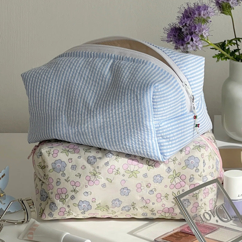 Simple Sreiped Color Block Make Up Bag
