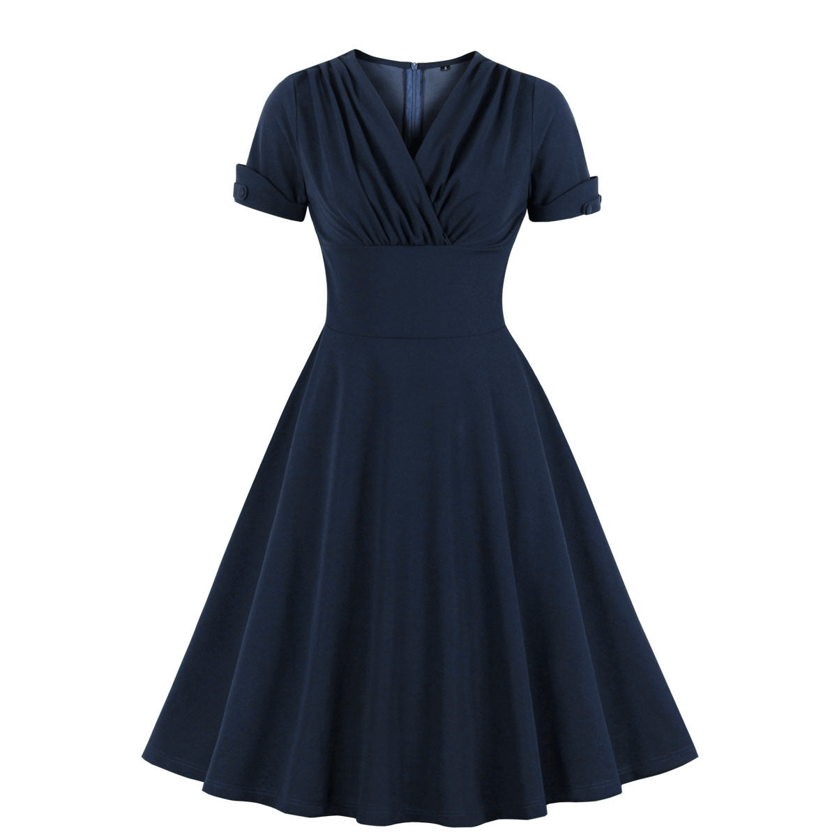 Retro V-Neck Waist-Tie Flared Dress
