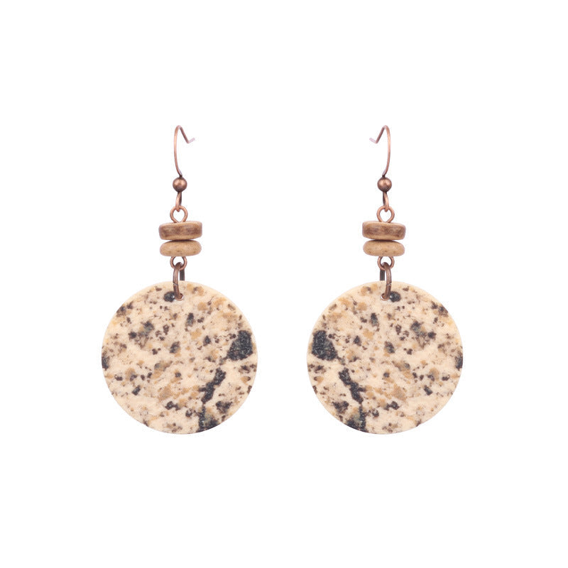Retro Water Drop Shape Wooden Earrings Handcrafted with Tassels