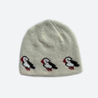 Knitted Bird Pattern Wool Beanie for Women