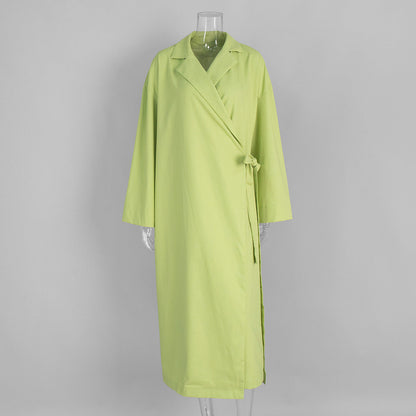 Chic Casual Long Dress With Tie Belt