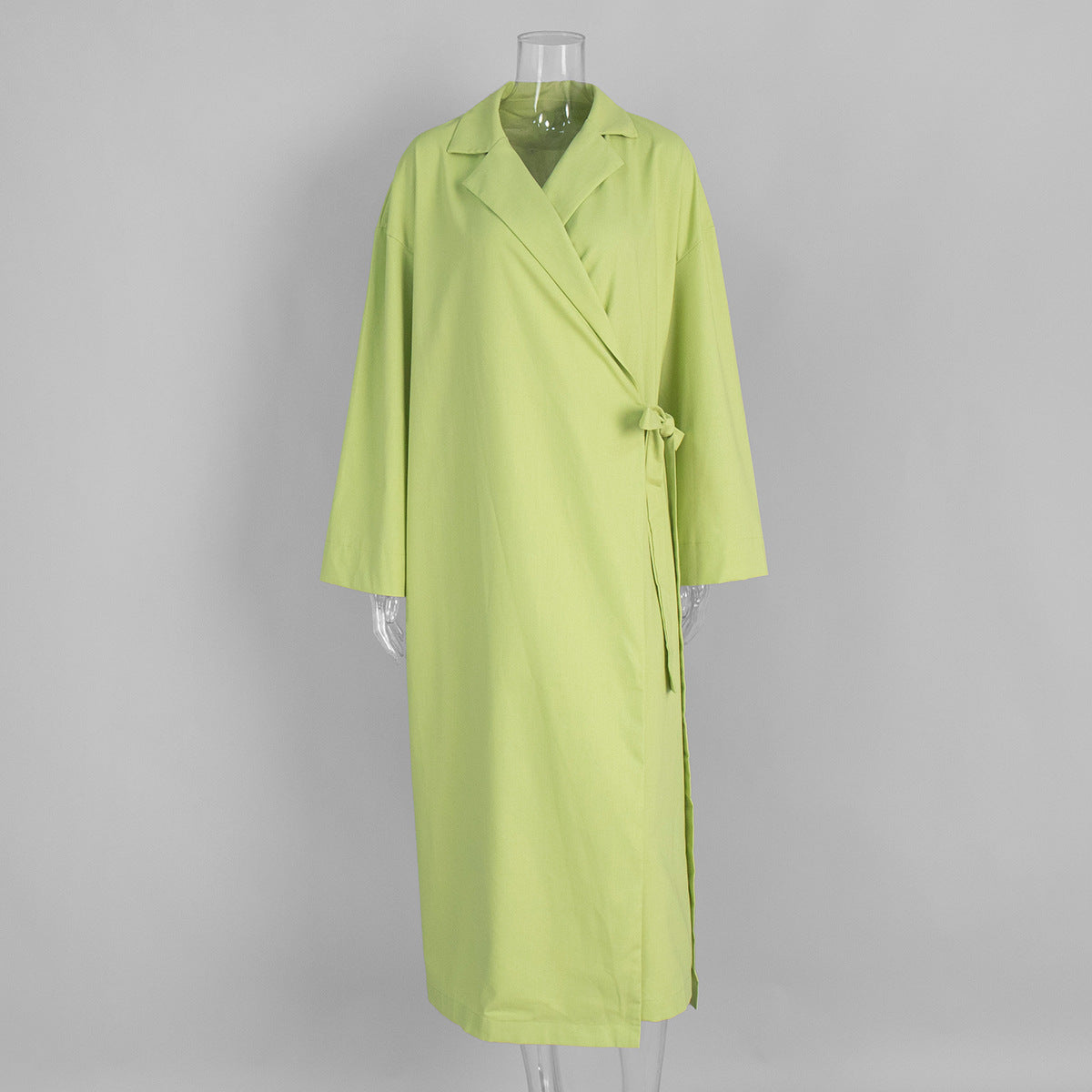 Casual Long Linen Dress With Tie Waist And V-Neck