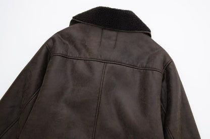 Oversized Plush Faux Suede Winter Coat