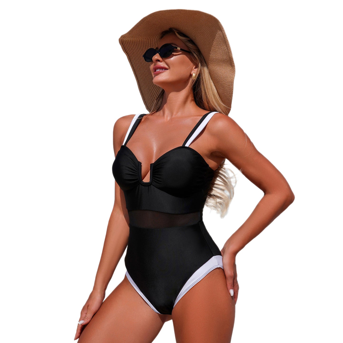 New Women'S One-Piece Swimwear With Mesh Inserts