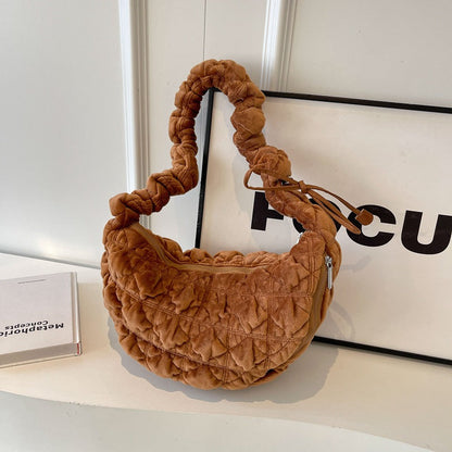 Trendy Velvet Cloud Tote Bag Soft Casual Shoulder Bag