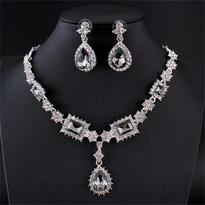 Trendy Fashionable Gemstone Necklace and Earring Set