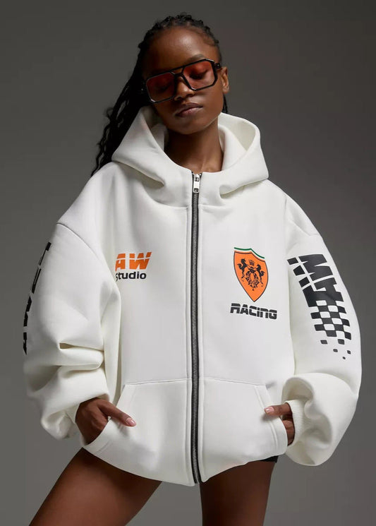 Racing Inspired Oversized Cotton Hoodie