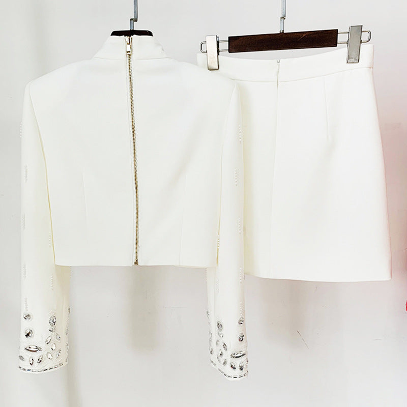 Embellished Two-Piece Set with Short Skirt