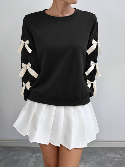 Cute Solid Color Bow Knot Pullover Sweater