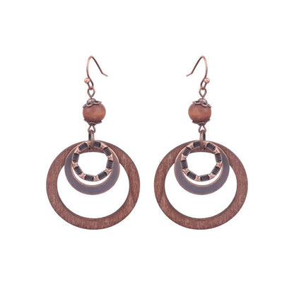 Retro Water Drop Shape Wooden Earrings Handcrafted with Tassels