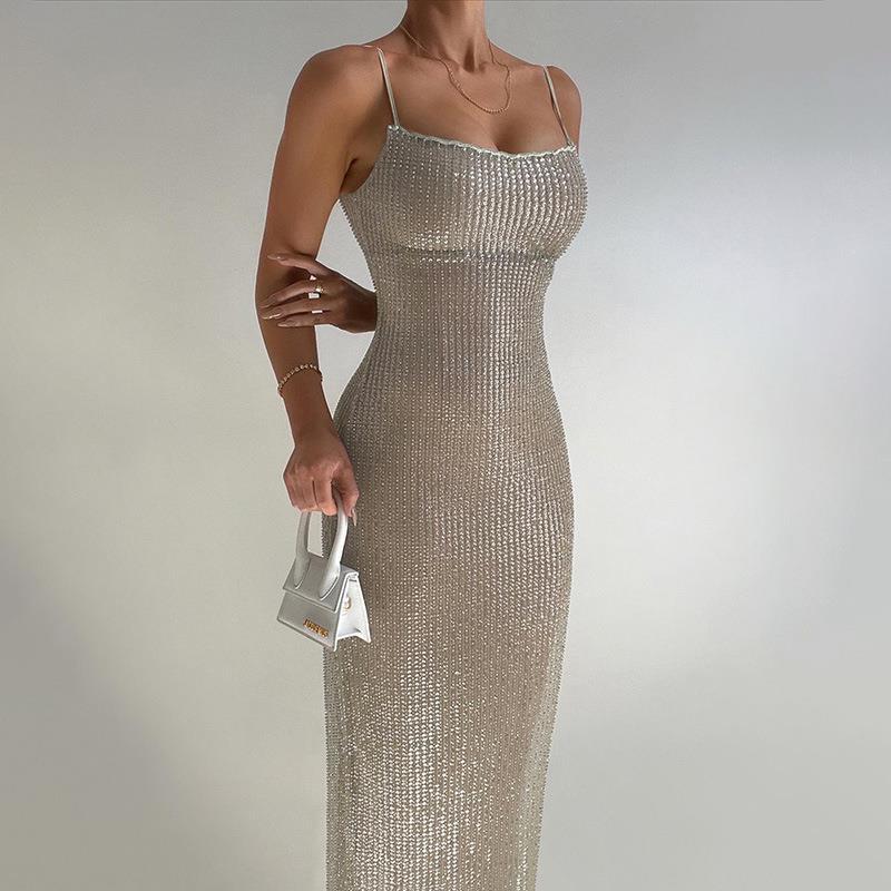 Summer Sexy Slim Fit Long Dress with Sequins