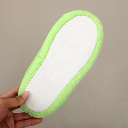 Funny Green Fuzzy Fur Warm Winter Slippers