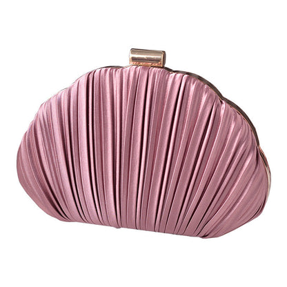 Shell-Shaped Clutch Evening Bag with Ruffles