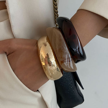 Trendy Polygon Dipped Bracelet - Fashionable Metal Snake Stripe Bangle
