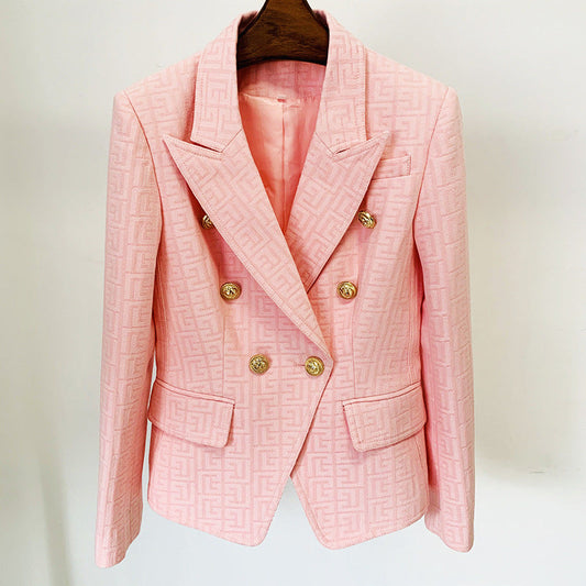 Lion Button Design Cotton Blazer Jacket
