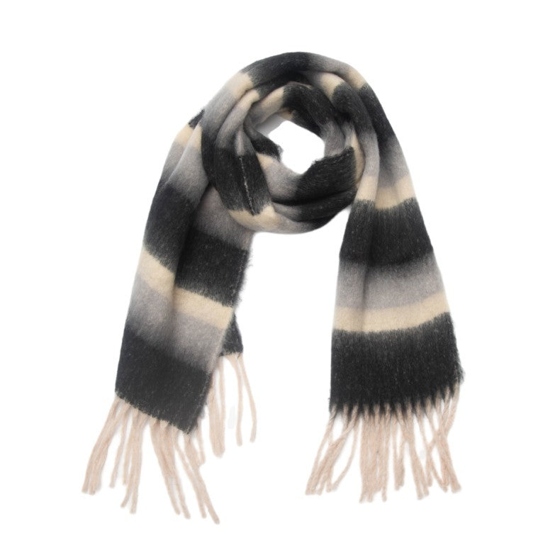 Winter Striped Warm Tassel Thick Scarf