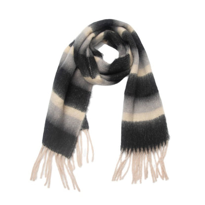 Winter Striped Warm Tassel Thick Scarf
