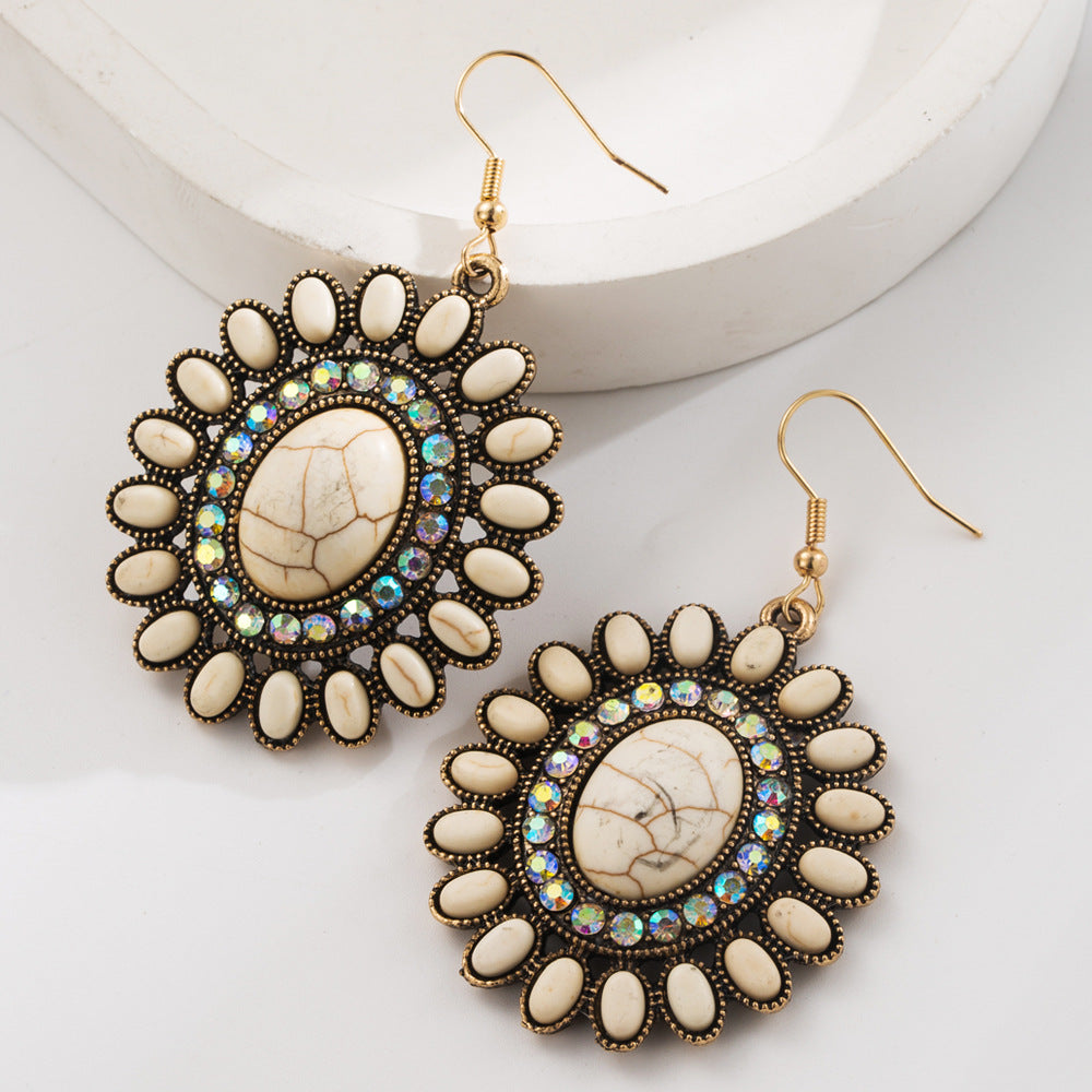 Turquoise Geometric Statement Earrings Vintage Style