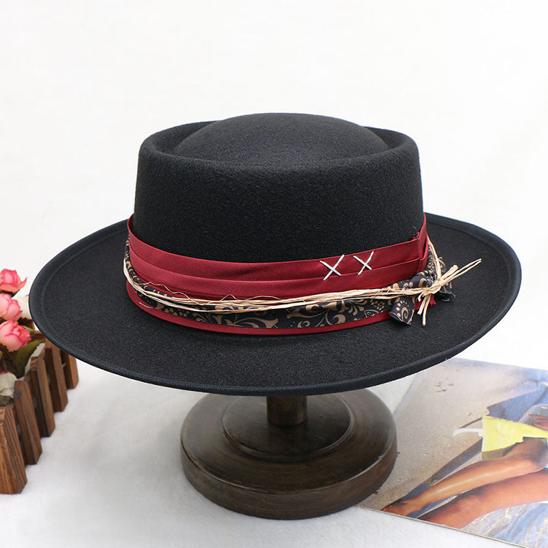 Elegant Black Wool Felt Fedora Hat for Women
