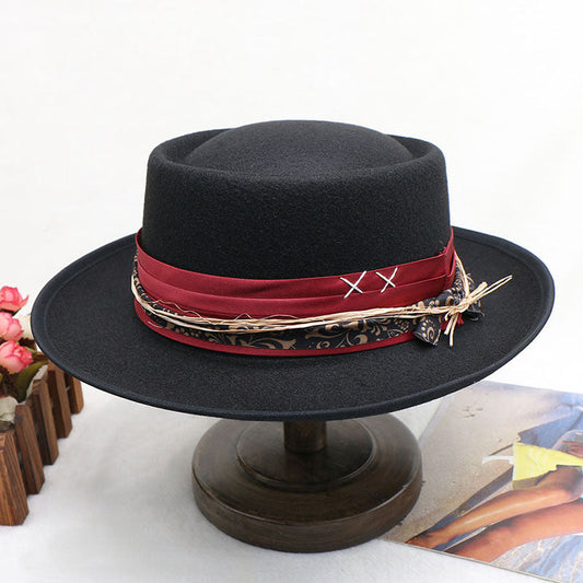 Elegant Black Wool Felt Fedora Hat for Women