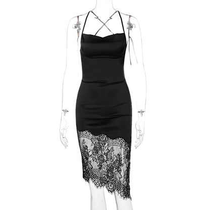 Sexy Lace Patchwork Dress Elegant All-Season Casual Dress