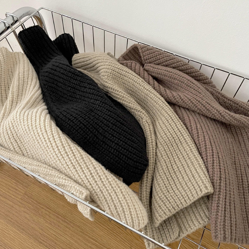 High Collor Split Solid Color Knit Scarve
