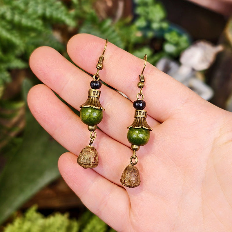 Bohemian Leaf Design Alloy Earrings with Natural Elements