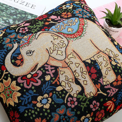Elephant Double-Sided Cushion Cover Ethnic Style Embroidered Backrest Sofa Cushion Pillowcase