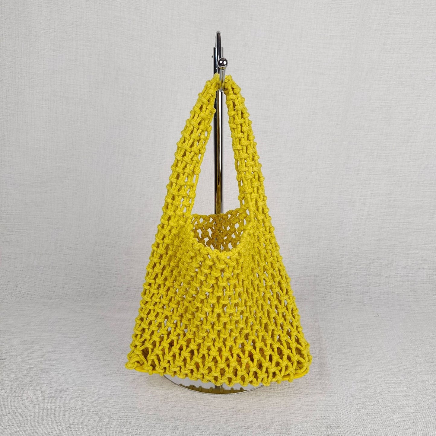 Solid Color Hollow Out Woven Handbag