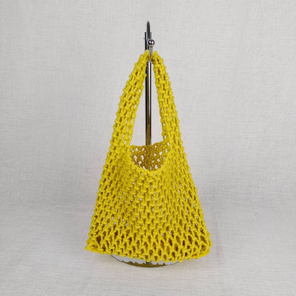 Solid Color Hollow Out Woven Handbag