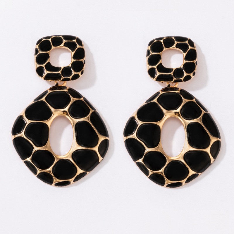 Geometric Leopard Print Resin Drop Earrings For Women