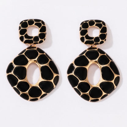 Geometric Leopard Print Resin Drop Earrings For Women